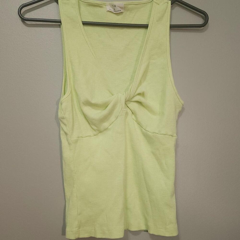 Bright green tie tank top
